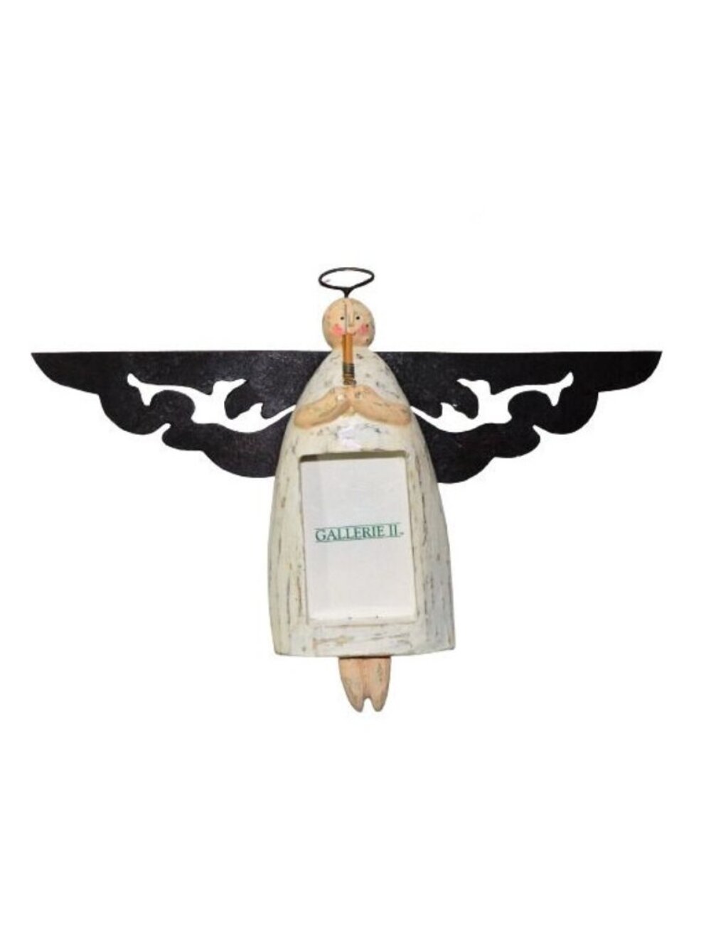 Vintage Gallerie II Rustic Wood Metal Angel Photo Frame Ornament Christmas